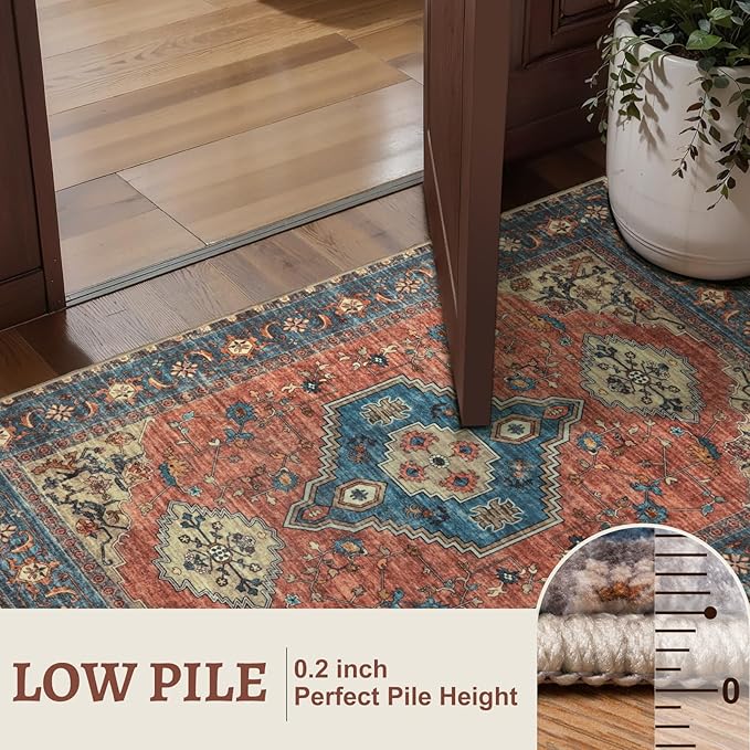Tangsoo Washable Entryway Rugs 2x3 Vintage Non Slip Small Area Rug, Indoor - Image 3