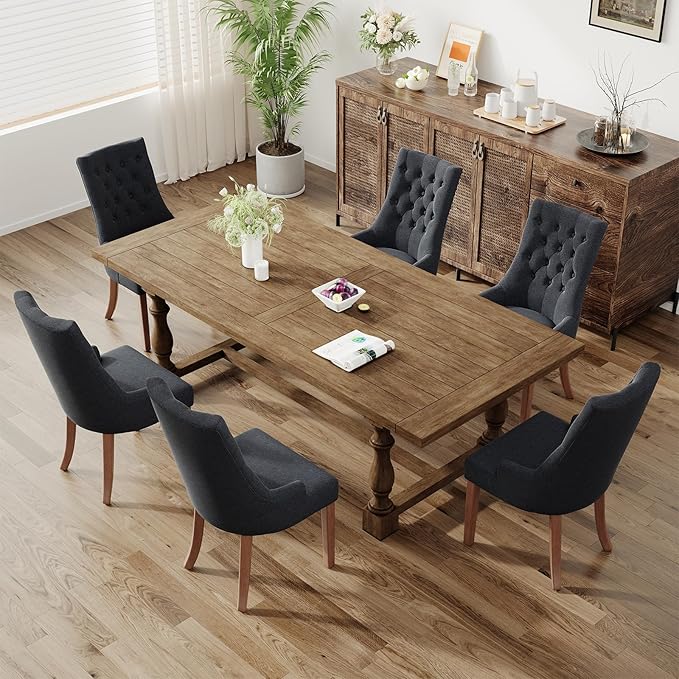 COLAMY Wingback Upholstered Side Dining Room Chairs Set of 4, Fabric Dining - Image 8