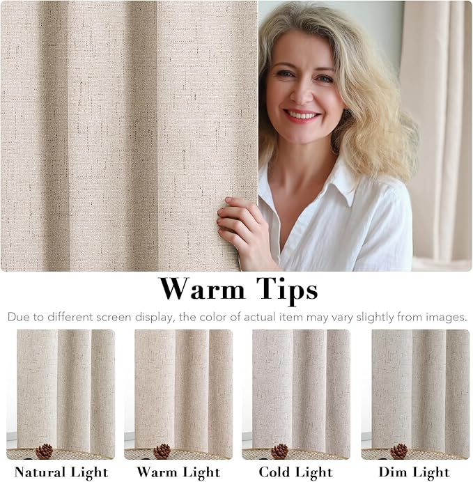H.VERSAILTEX Linen Blackout Curtains Durable Thick Textured Linen Look 100% - Image 6