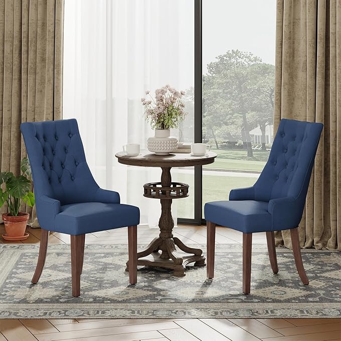 COLAMY Wingback Upholstered Dining Chairs Set of 4, Fabric Dining Room Chairs - Image 7