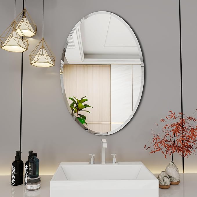 Oval Bathroom Mirror, 16X24 inch Oval Frameless Mirror, Frameless Mirrors - Image 5