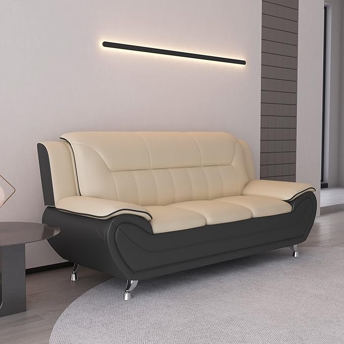 Container Furniture Direct Michael Modern Faux Leather Upholstered Stainless - Image 5