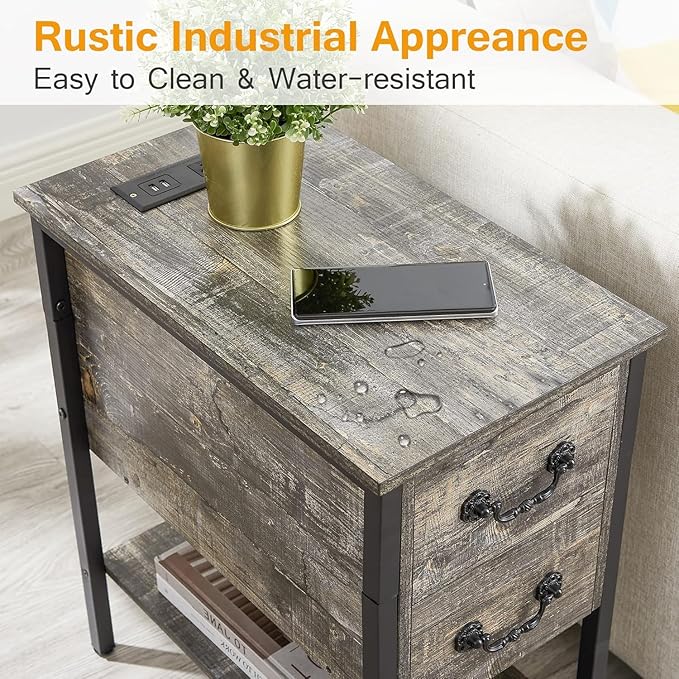 VECELO End Tables, Narrow Nightstands - Image 11