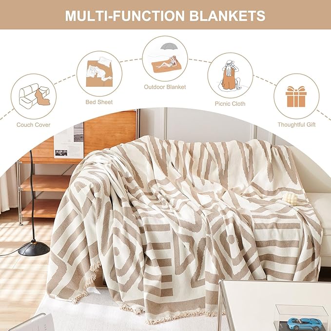 STACYPIK Boho Couch Cover, Khaki Sofa Cover - Image 7