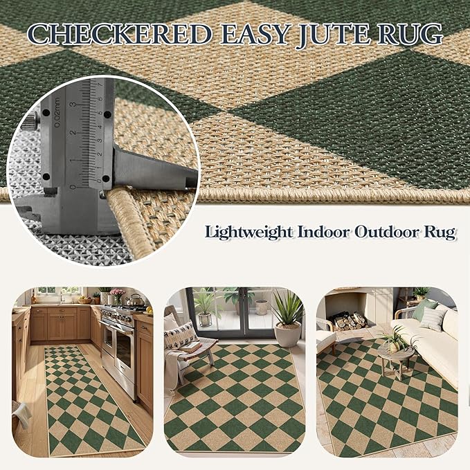 Lahome Checkered Washable Rugs 8x10, Easy Jute Rug - Image 6