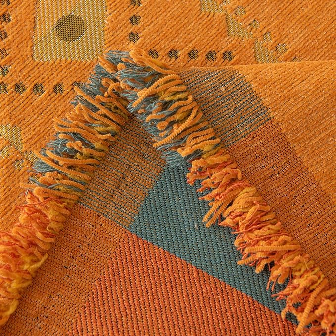 STACYPIK Soft Orange Sofa Cover, Boho Chenille Couch Cover - Image 4