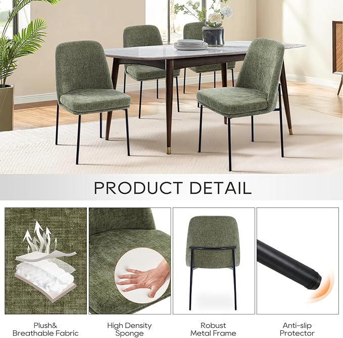 COLAMY Modern Dining Chairs Set of 6, Fabric Upholstered Dining Room Chairs - Image 2