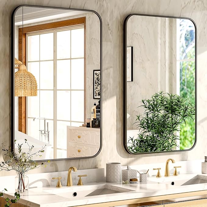 30 x 40 Inch Bathroom Mirror, Rounded Rectangular Vanity Mirror - Image 2