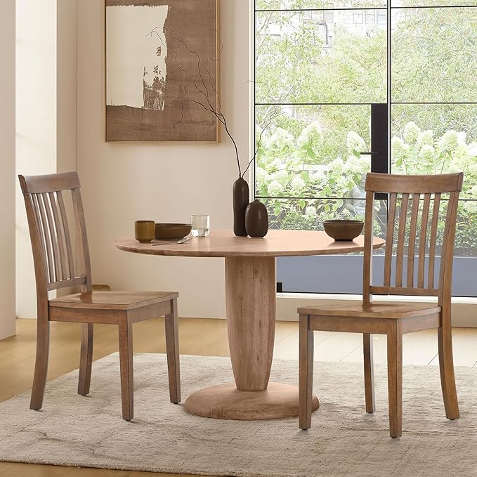 COLAMY Wooden Dining Room Chairs Set of 6, Spindle High Back Windsor Kitchen - Image 3