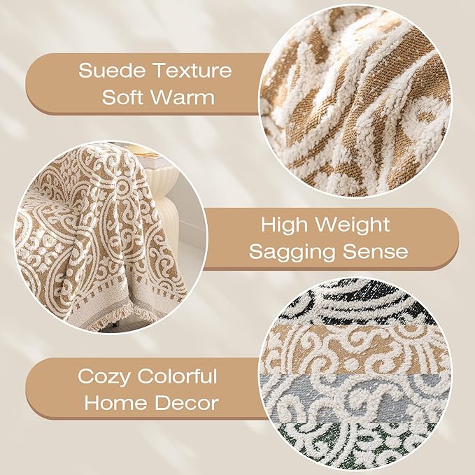 STACYPIK Khaki French Jacquard Couch Covers Thickened Boho L Shape Sofa Covers - Image 2