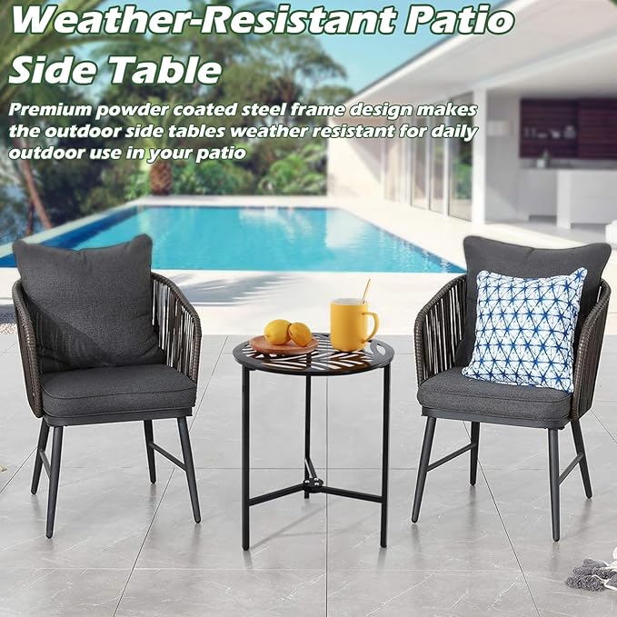 2 Packs 13" Metal Outdoor Side Tables Small Black Outside End Table - Image 8