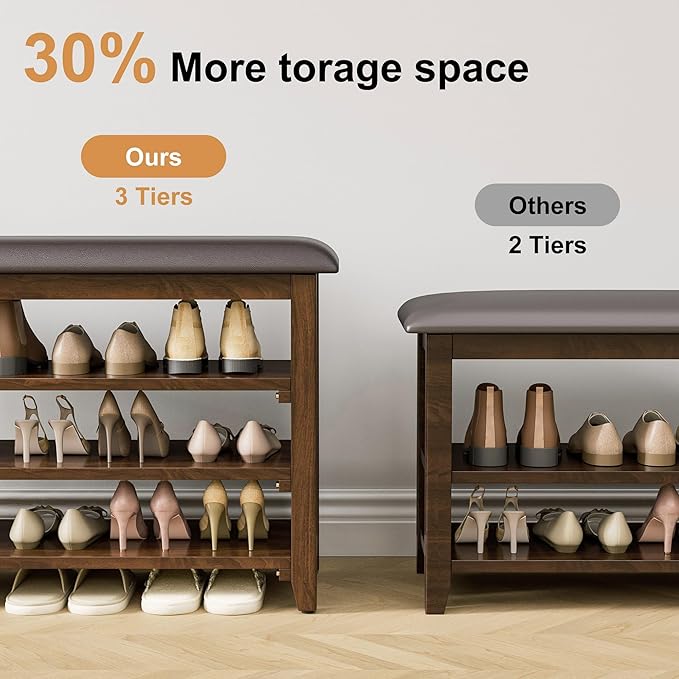 Shoe Bench Storage Rubberwood - Image 7