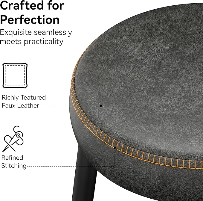 Counter Height Bar Stools, Upholstered Faux Leather Kitchen Counter Stools - Image 4