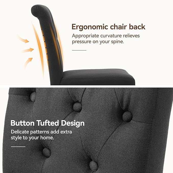Upholstered Dining Chairs Set of 6, Button Tufted Parsons Dining Chair - Image 6