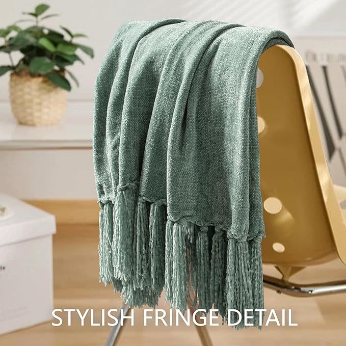 Chenille Throw Blanket for Couch 60"X 80" Twin, Soft Cozy Throws - Image 7
