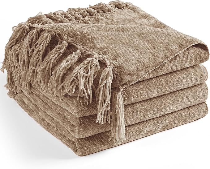 Chenille Throw Blanket for Couch 60"X 80" Twin, Soft Cozy Throws by LONGCREATE
