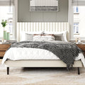 Full Size Bed Frame with Velvet Upholstered Headboard, Platform Bed with Strong by SISMPLLY