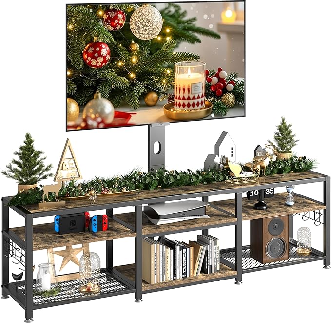 VECELO 71" TV Stand with Mount and Power Outlets, Entertainment Center with - Image 9