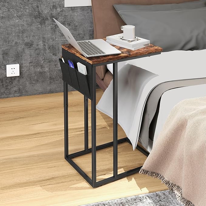C Shaped End Table Set of 2 for Living Room, Couch Side Tables That Slide Under - Image 5