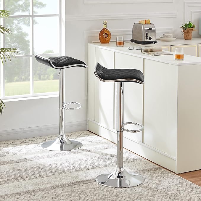 VECELO Adjustable Bar Stools Set of 2, Bar Height Stools - Image 2