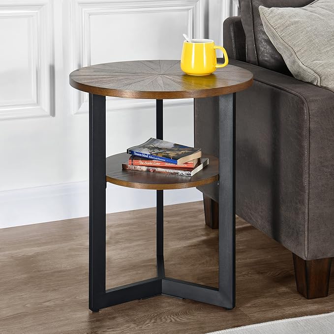 LEEMTORIG Round Side Table, 2-Tier End Table Nightstand - Image 4