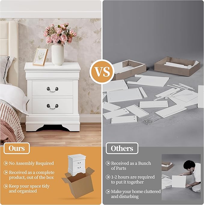Yaheetech Fully-Assembled Nightstands Set of 2, 2-Drawer Nightstands Large - Image 4