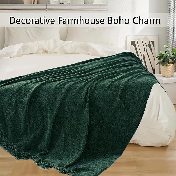 Chenille Throw Blanket for Couch 60"X 80" Twin, Soft Cozy Throws - Image 5