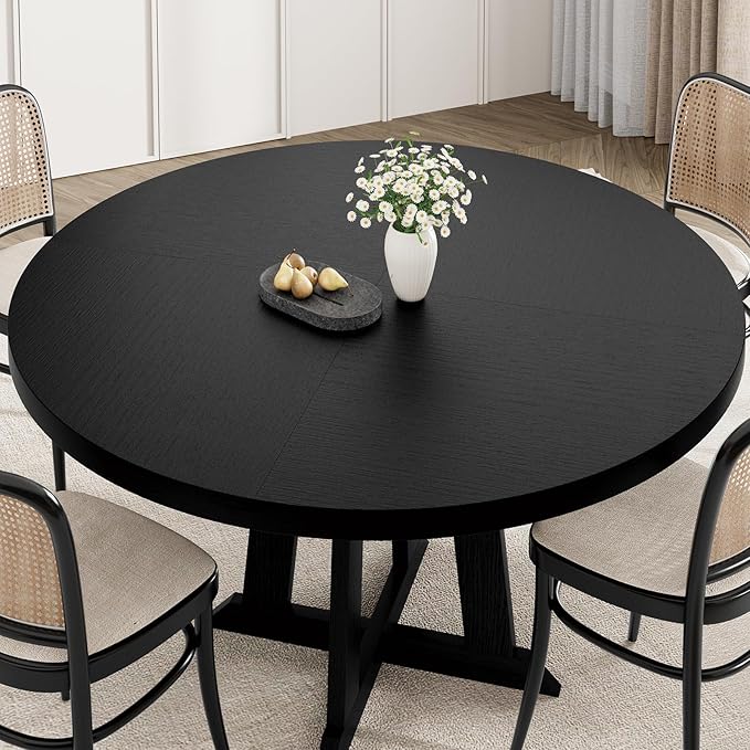 GarveeHome Round Dining Table for 4, Kitchen Dining Room Circle Dinner Pedestal - Image 3