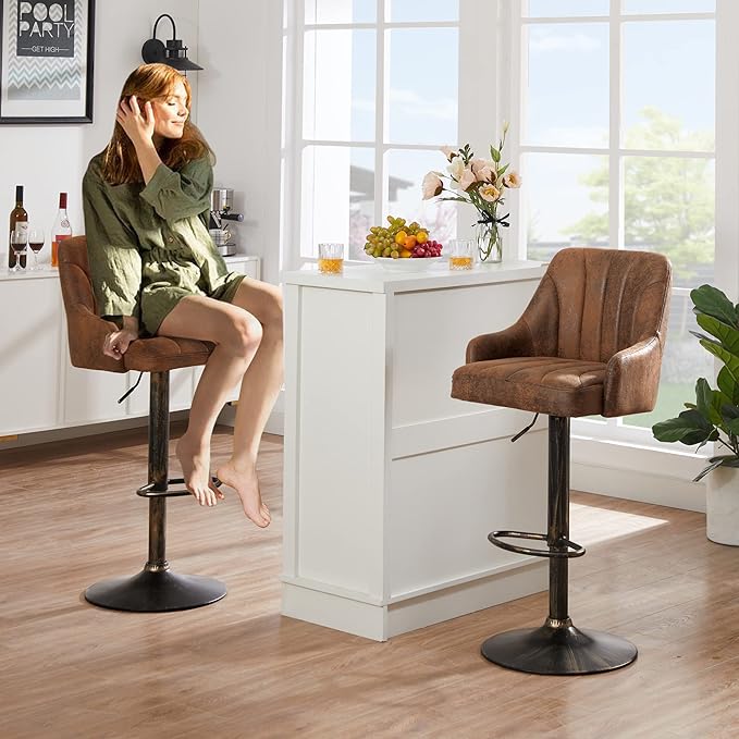 VECELO Bar Stools Set of 4, Adjustable Barstools, Counter Height Stools - Image 2