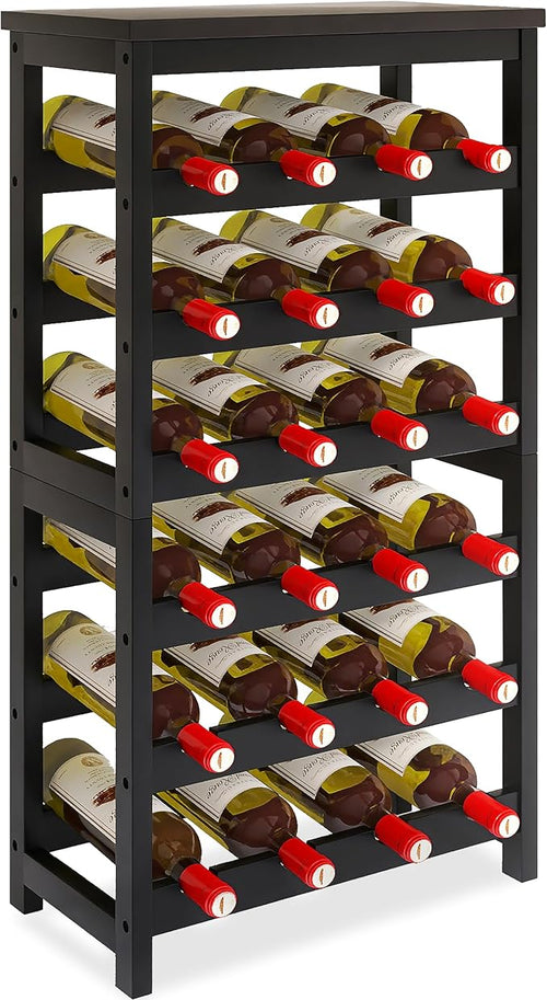 24 Bottle Wine Rack Freestanding Floor, 6 Tier Wine Display Storage Shelves by STELLSTAR