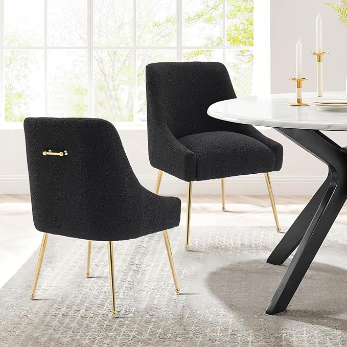 Modern Velvet Dining Chairs Set of 2, Contemporary Upholstered Furniture - Image 2