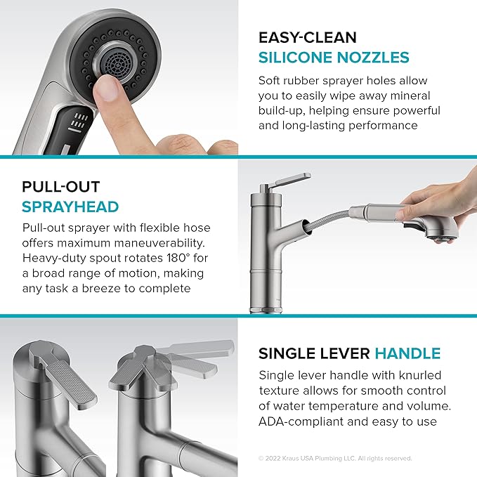 KRAUS Allyn Pull-Out Single Handle Kitchen Faucet in Matte Black, KPF-4103MB - Image 9