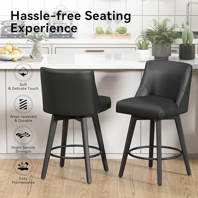 Counter Height Swivel Bar Stools Set of 2, 26 Inch Bar Stools - Image 4