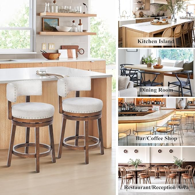 COLAMY Swivel Bar Stool, Modern Swivel Barstool - Image 7