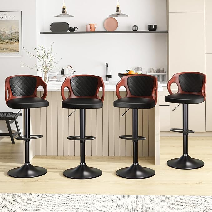 VECELO Bar Stools Set of 2, Adjustable Counter Height Stools - Image 3