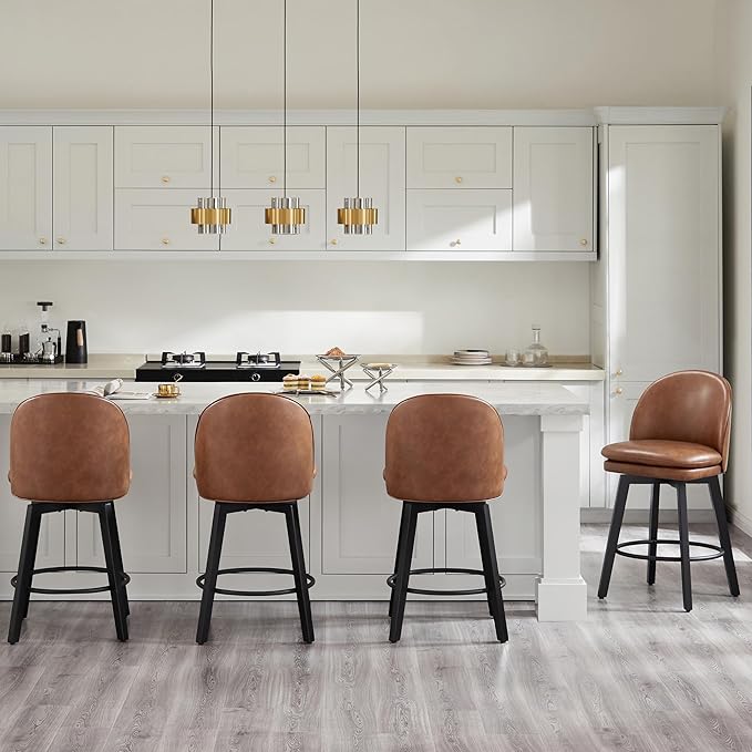 Counter Height Barstools 26 inch Upholstered Swivel Bar Stools - Image 3