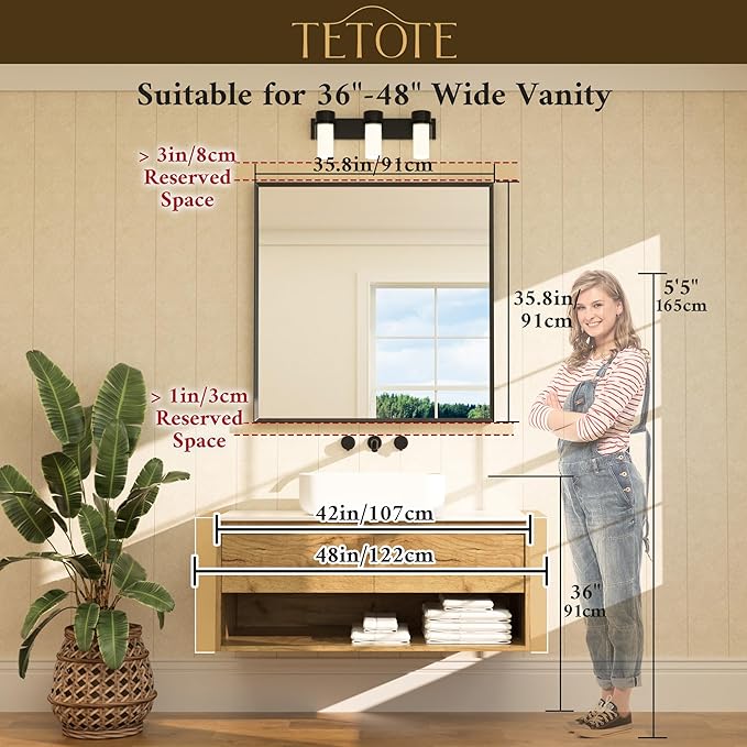 TETOTE Brushed Gold Vanity Mirror - Image 5