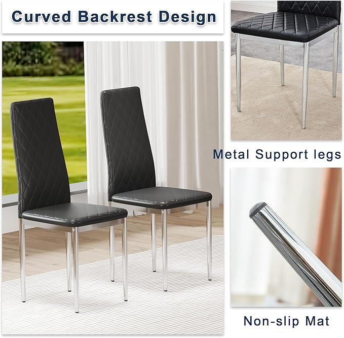 JT Modern Minimalist Dining Chair Fireproof Leather Sprayed Metal Pipe Diamond - Image 6