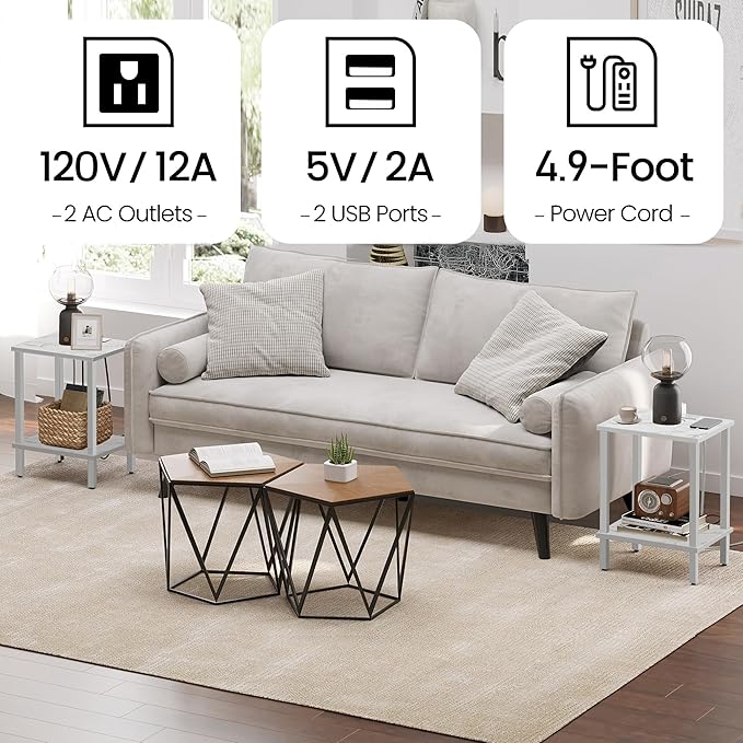 TUTOTAK End Table with Charging Station, Small Side Table with Outlets - Image 5