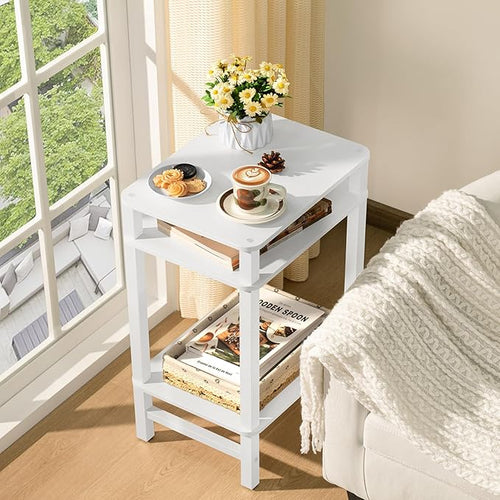 28in Tall Side Table Set of 2, 3-Tier Small Narrow End Table - Image 2