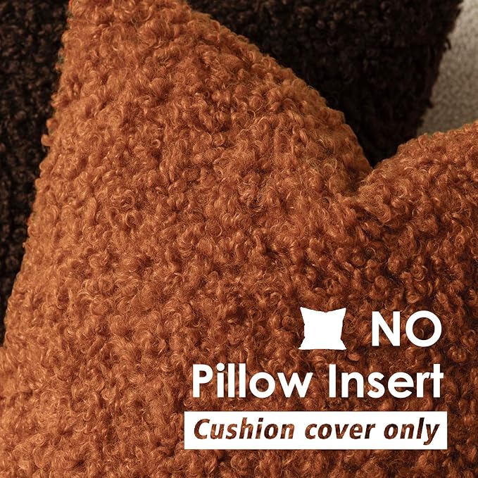 Foindtower 2 Pieces 18x18 Inch Burnt Orange, Faux Fur Throw Pillow Cover Accent - Image 3