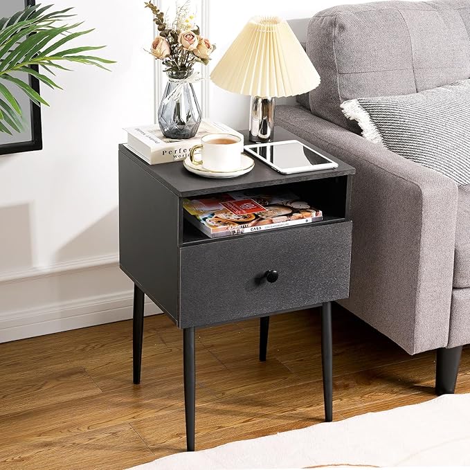 VECELO Modern Nightstands Set of 2, Square End Side Table - Image 6