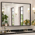 Keonjinn Black Framed Mirror for Bathroom 40 x 30 Inch, Rectangular Wall Mirror by Keonjinn