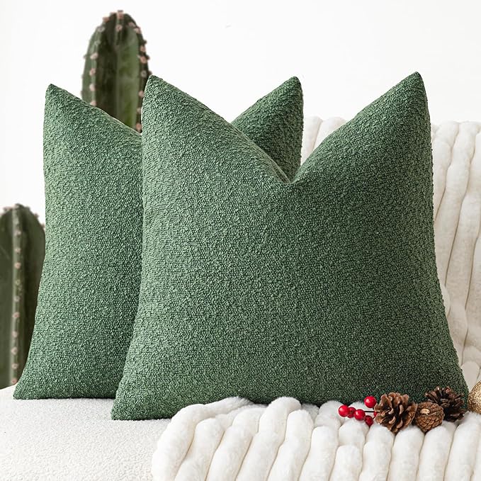 Foindtower Set of 2, Decorative Textured Boucle Throw Pillow Covers Accent by Foindtower