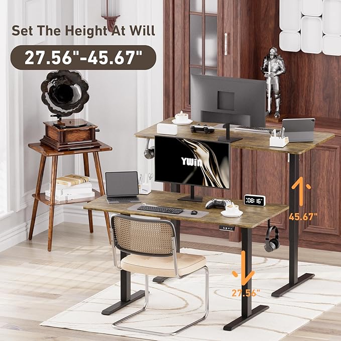 Ywin Electric Height Adjustable Standing Desk, 48 x 24 inches Sit Stand Desk - Image 4