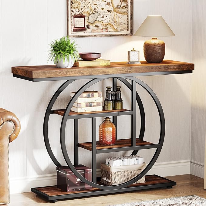 Tribesigns 41.3" Console Table, Industrial 4-Tier Sofa Table Entryway Table by Tribesigns