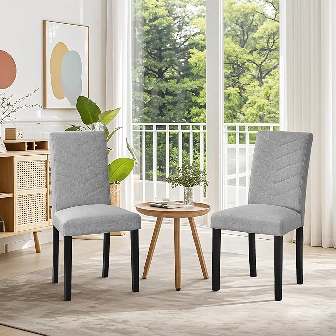 VECELO Upholstered Dining Chairs Set of 4, Fabric Wood Legs High Back - Image 7