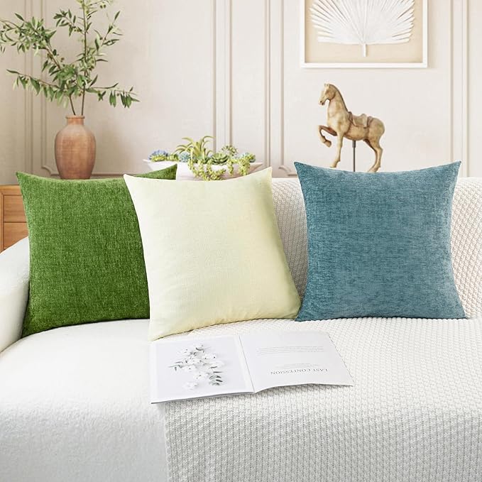 CaliTime Throw Pillow Covers Decorative 18 X 18 Inches Pack of 2 Cozy Chenille - Image 5
