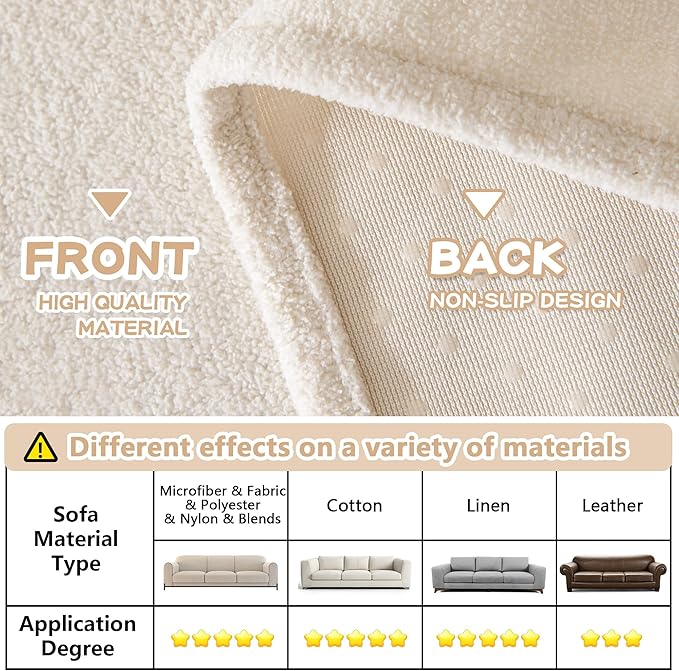 MYSKY HOME White Couch Cover for Dogs Washable Pet Couch Cover Furniture - Image 4