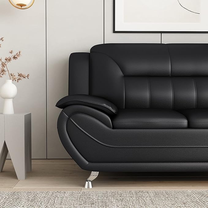 Container Furniture Direct Michael Modern Faux Leather Upholstered Stainless - Image 9